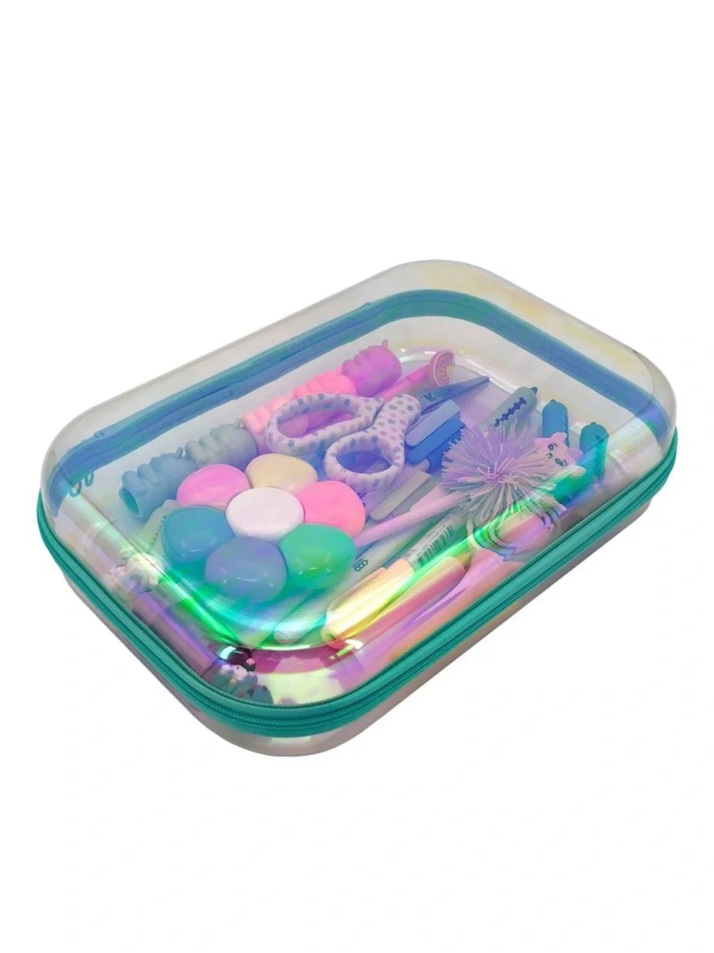 NEW! Set of 2 Iridescent Large Zip-Around Hard Clear Cases UP & UP New With Tags